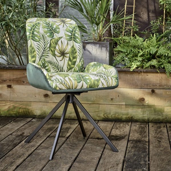 Chaise pivotante avec motif feuilles Chaise pivotante avec motif feuilles Chaise pivotante avec motif feuilles CHAISE PIVOTANTE EDEN AVEC MOTIF FEUILLES 1