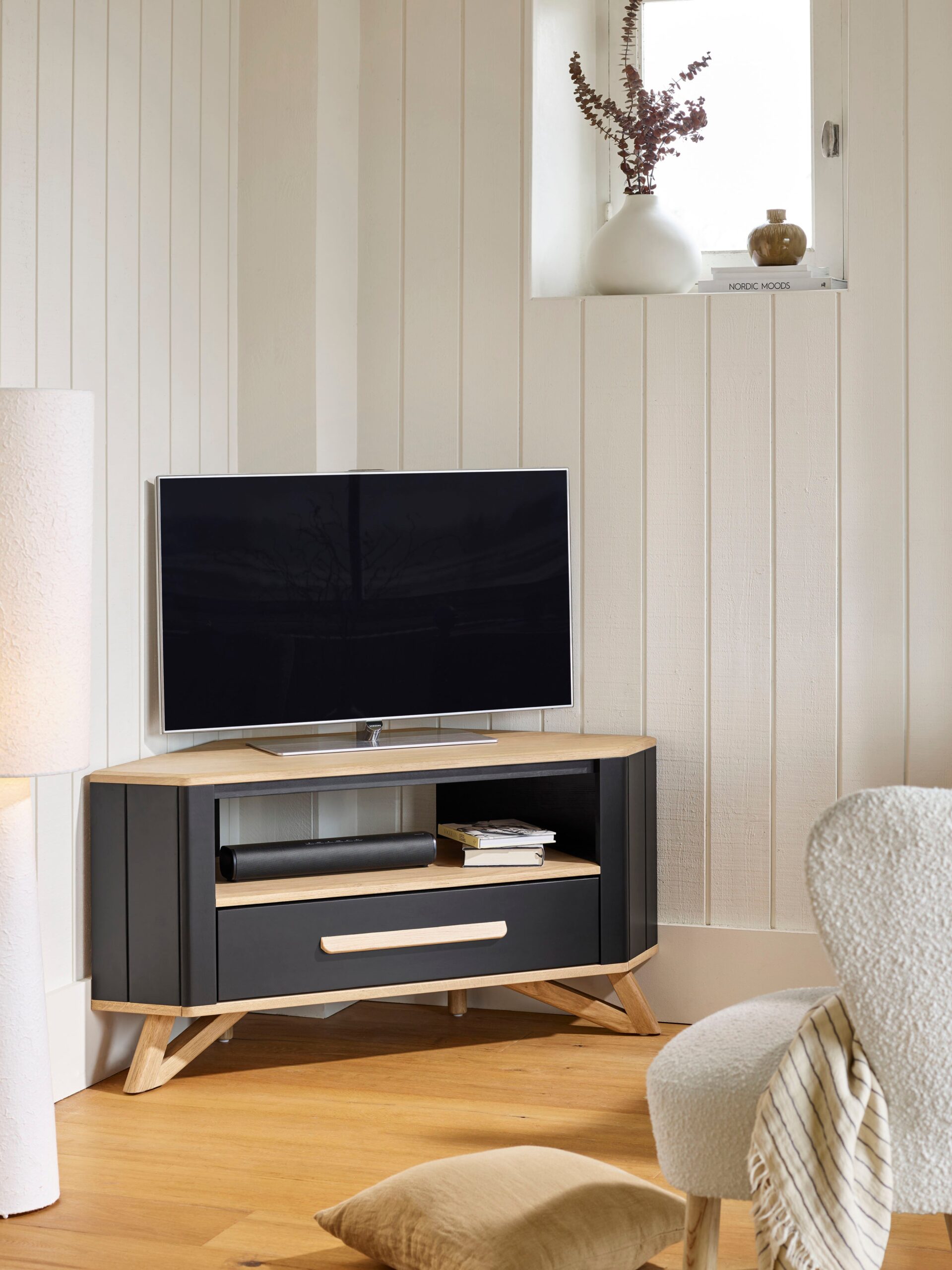 ALVA – Meuble TV d'angle 1 tiroir 1 niche (AL801AN) – vue 2