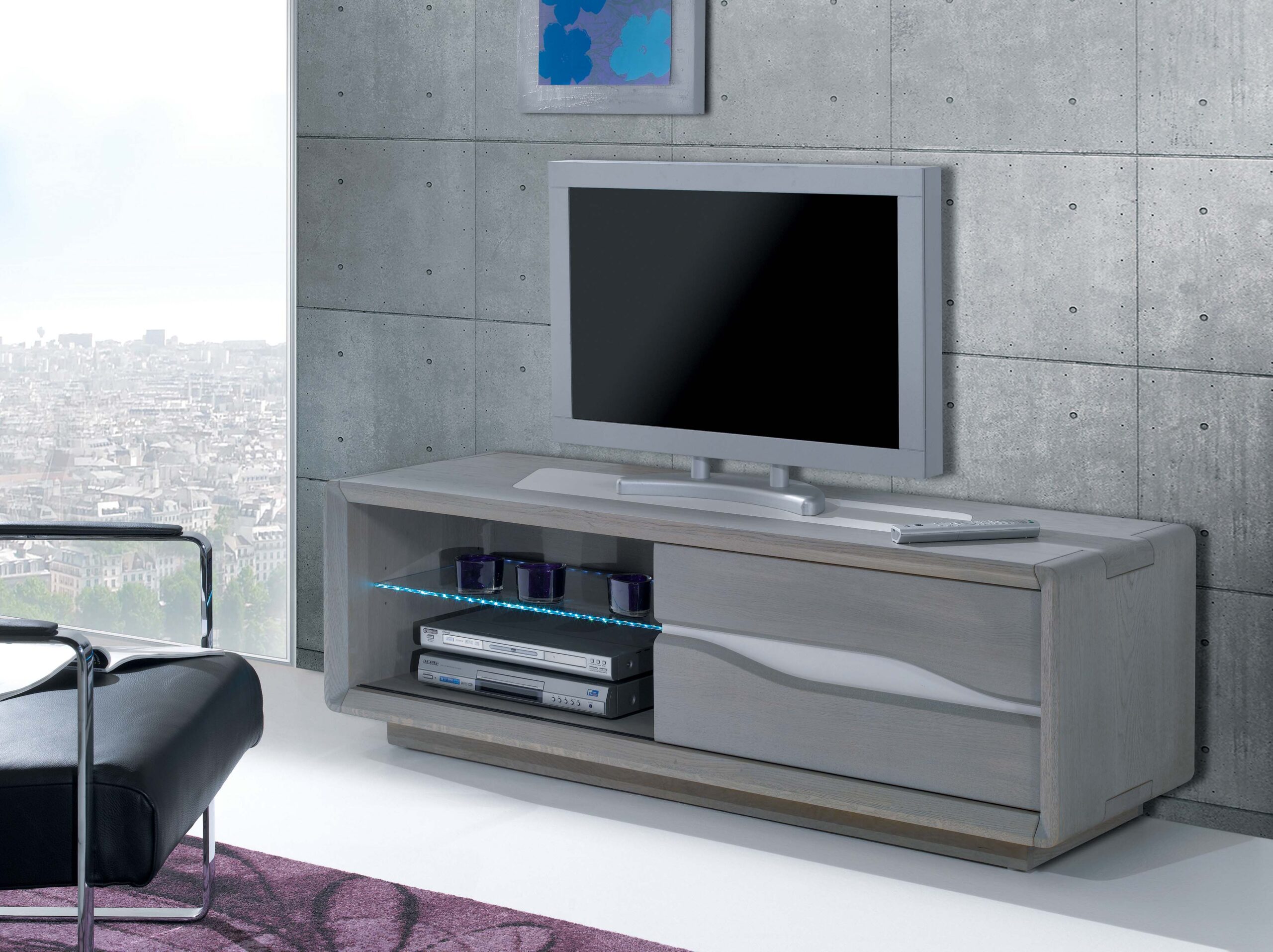 CERAM – Meuble TV 1 porte coulissante et 1 niche (CE810GM)