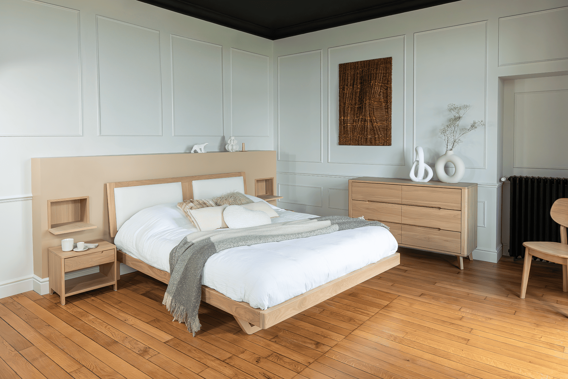 JADE – Lit tête bois 160 x 200 – Meubles Leclerc Lodève