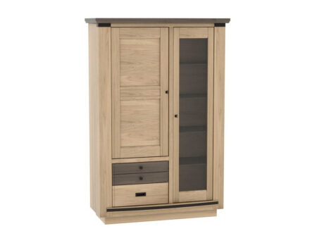 MAGELLAN – Vitrine 1 porte vitrée 1 porte bois 2 tiroirs (MA522)