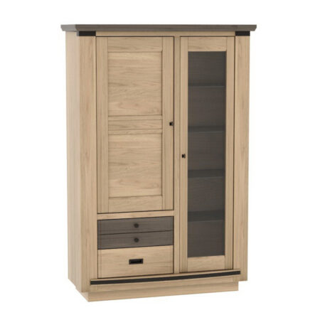 MAGELLAN – Vitrine 1 porte vitrée 1 porte bois 2 tiroirs (MA522)