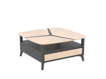 NÉO – Table basse carrée 2 tiroirs (NETB9595)