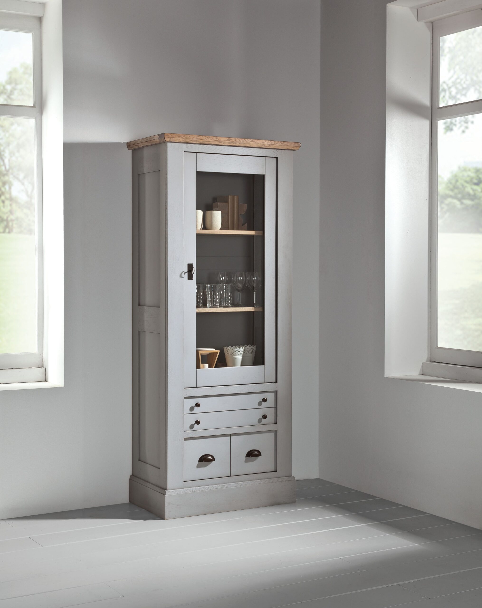 ROMANCE – Vitrine 1 porte 2 tiroirs (RO512)