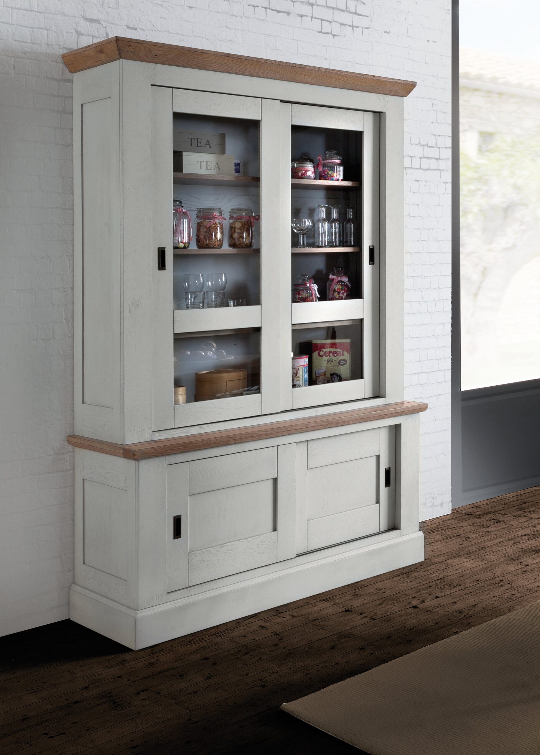 ROMANCE – Petit haut de vitrine 2 corps, 2 portes coulissantes (RO520HPM)