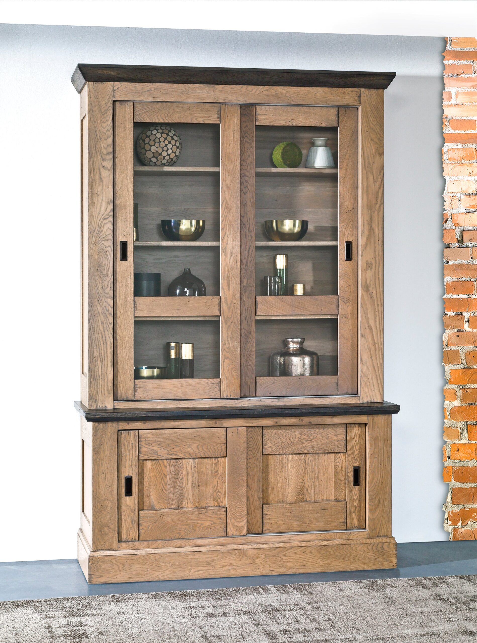 ROMANCE – Petit haut de vitrine 2 corps, 2 portes coulissantes (RO520HPM)