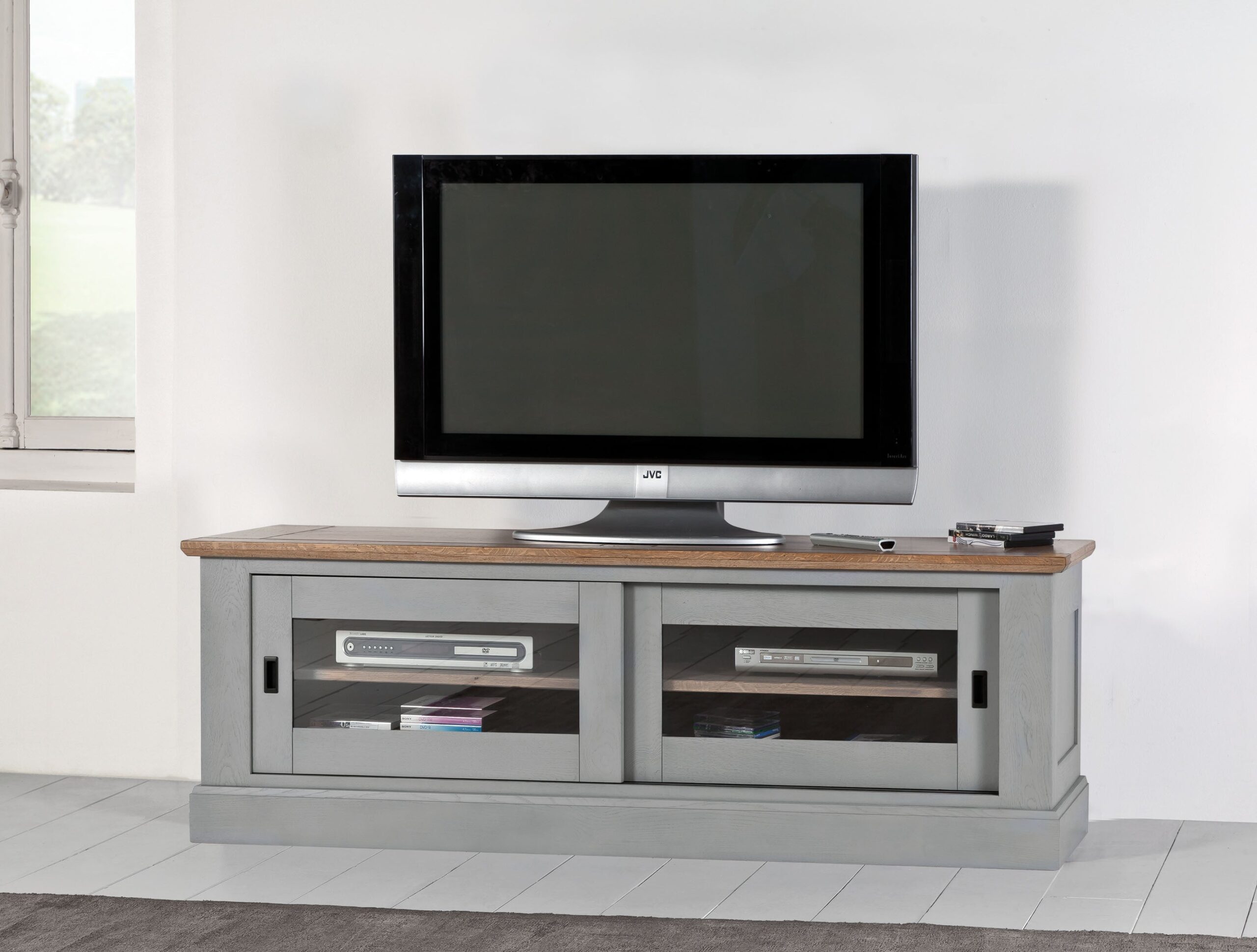 ROMANCE – Meuble TV 2 portes coulissantes vitrées (RO820GM)