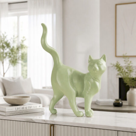 SHADOW – Chat en céramique vert sauge