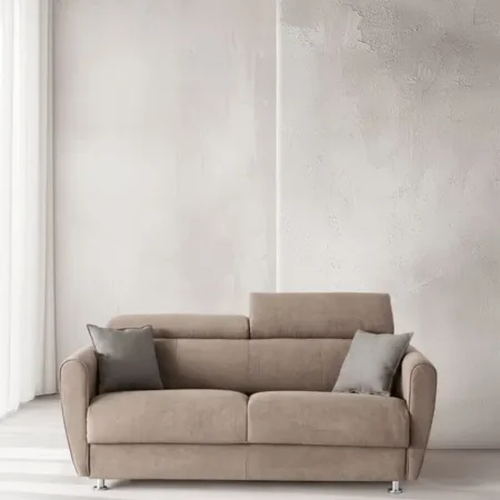 Canapé convertible GINA STYLE Aerre Divani, tissu beige, têtières réglables