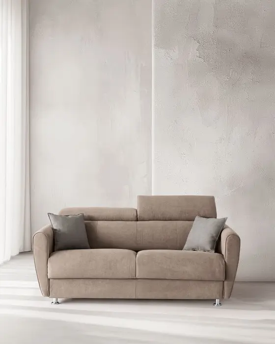 Canapé convertible GINA STYLE Aerre Divani, tissu beige, têtières réglables