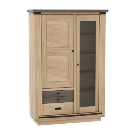MAGELLAN – Vitrine 1 porte vitrée 1 porte bois 2 tiroirs (MA522)