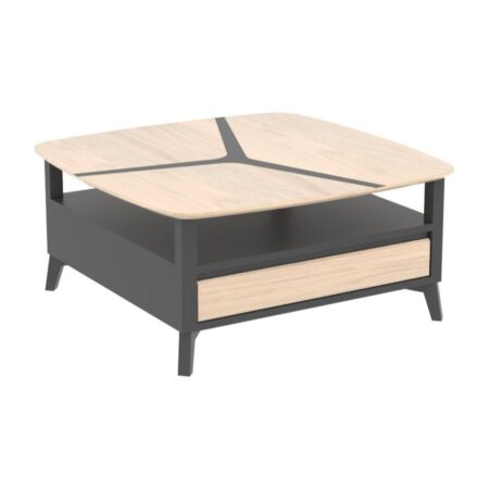 NÉO – Table basse carrée 2 tiroirs (NETB9595)