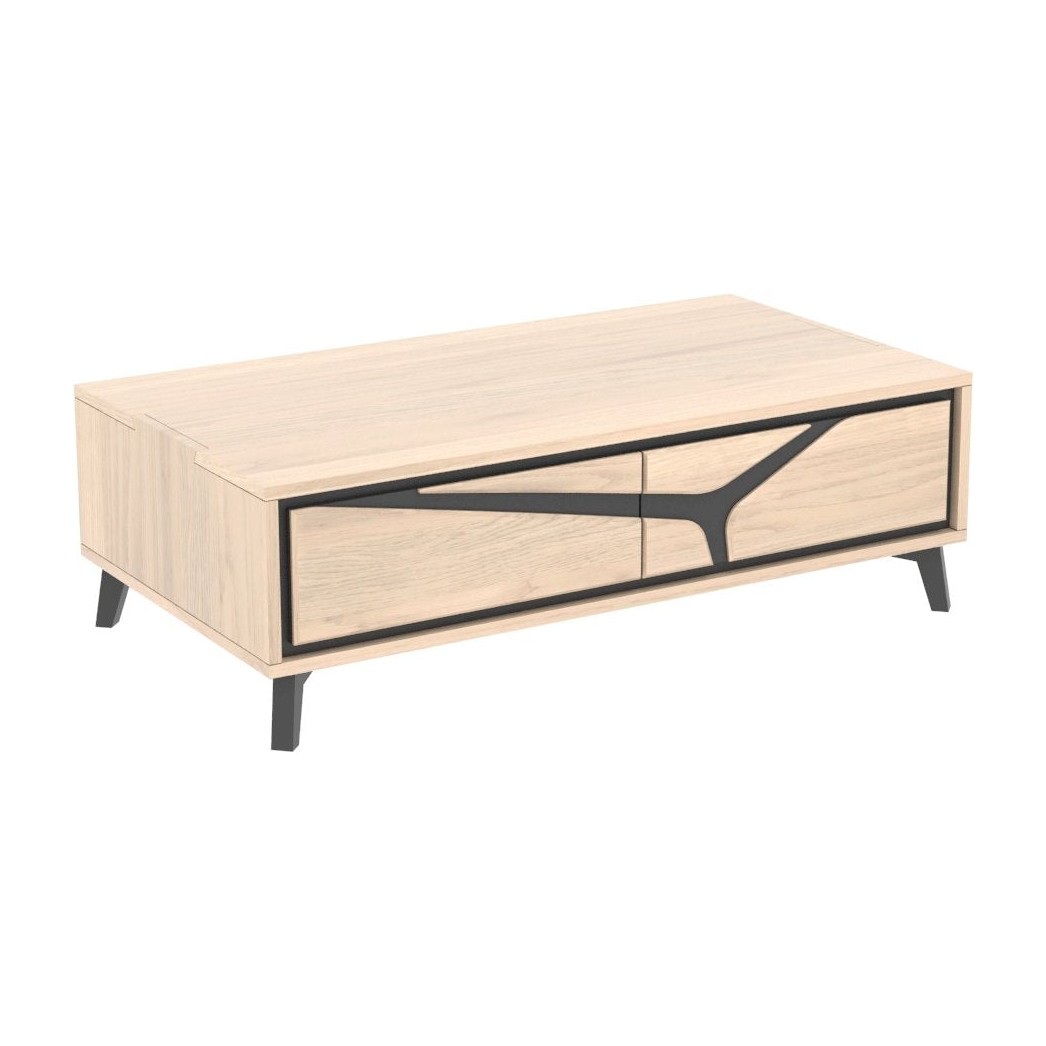 NÉO – Table basse rectangle 2 tiroirs (NETB1265)