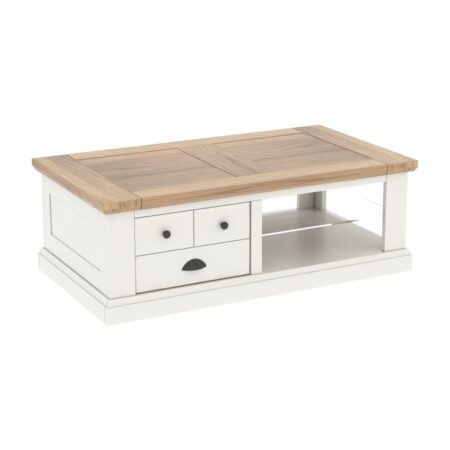 ROMANCE – Table basse rectangle 1 tiroir va et vient (ROTB1267)