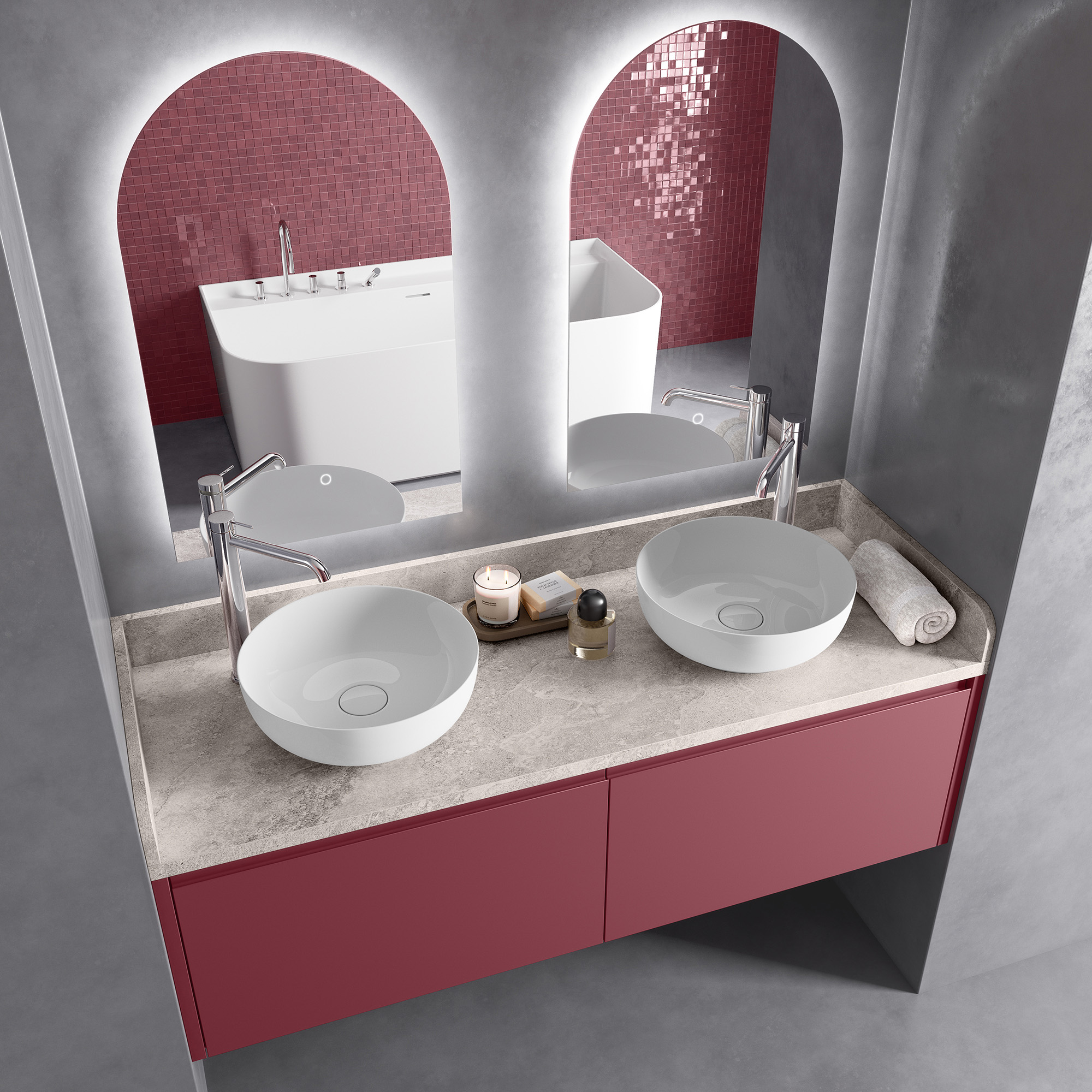 Salle de bains YOU Archipel groseille mat